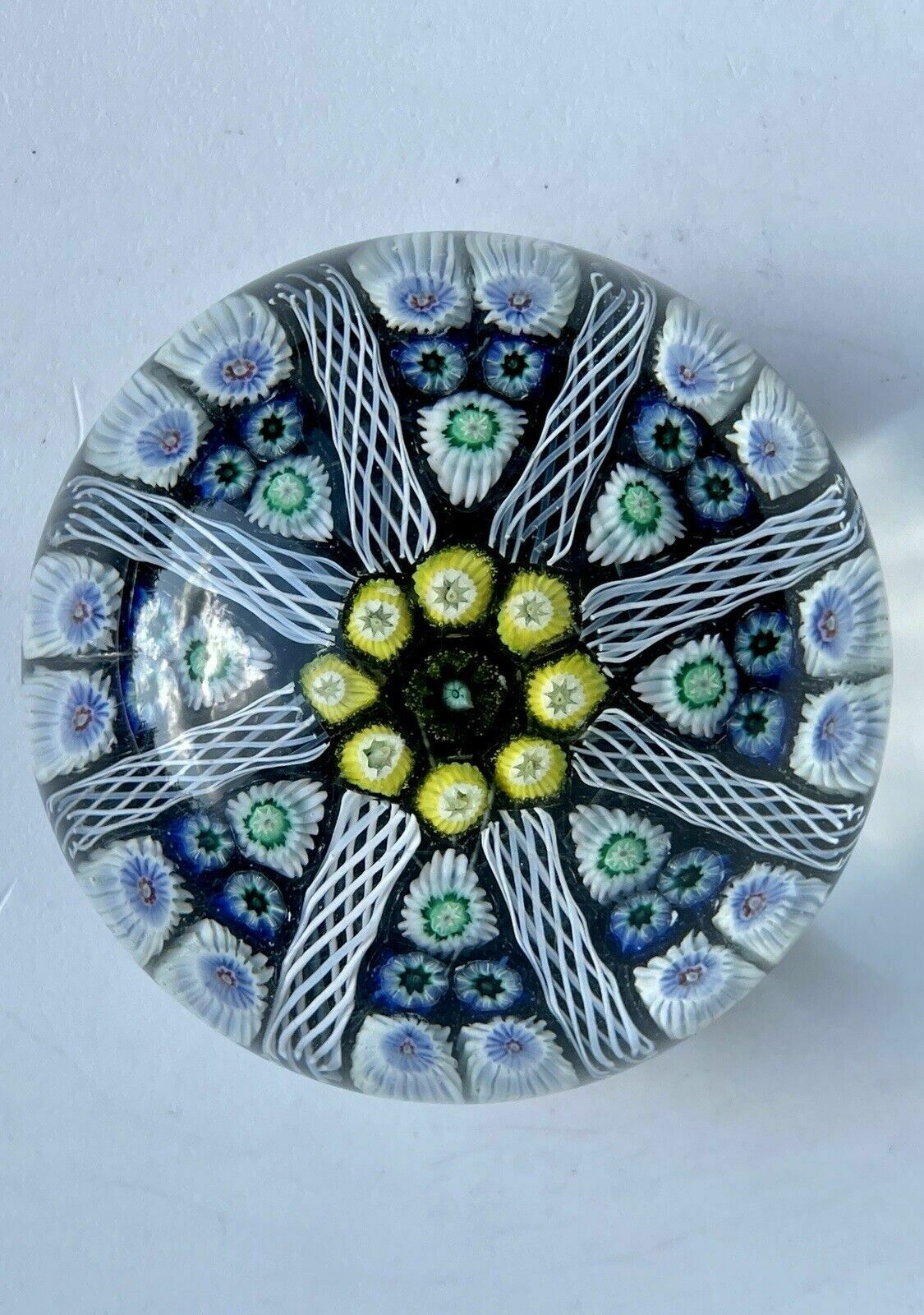Rare Strathearn 8 Spoke Millefiori Flowers Glass Paperweight photo for sale