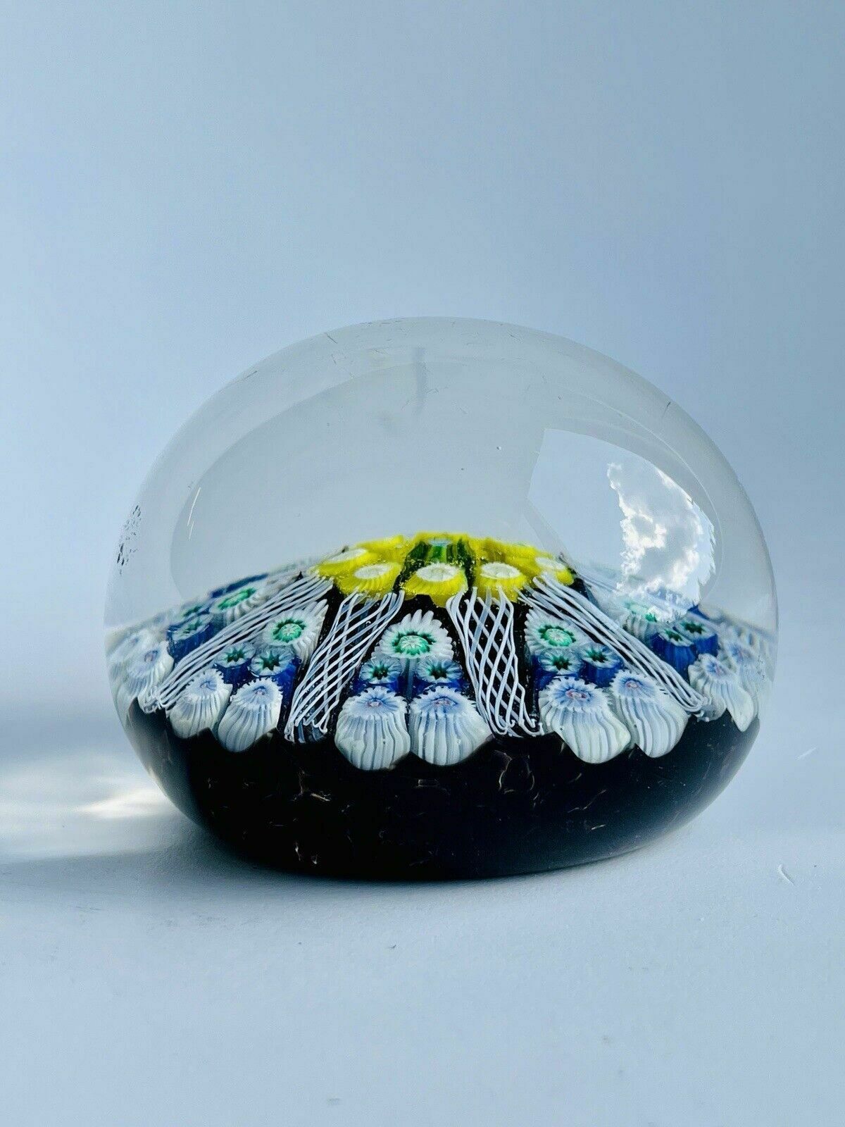 Rare Strathearn 8 Spoke Millefiori Flowers Glass Paperweight photo 50.0