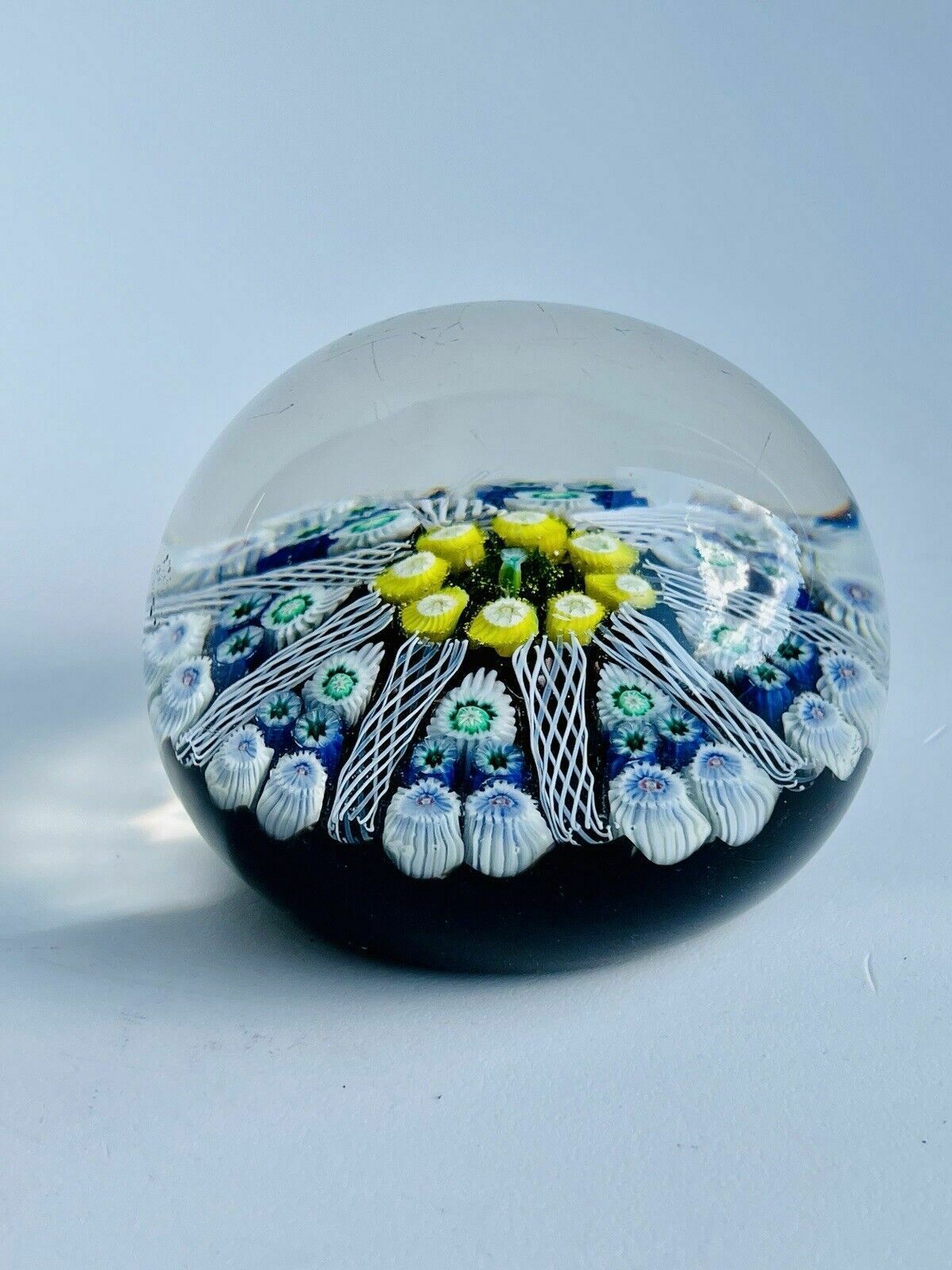Rare Strathearn 8 Spoke Millefiori Flowers Glass Paperweight photo vinterior