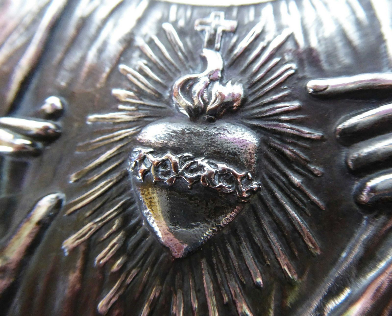 photo furniture Sacred Heart | Antique Religious Plaque With Christ Medallion By Ruffony | Religious Gift