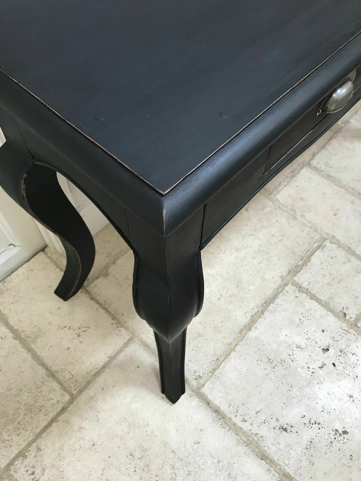 Black Painted French Style Reproduction Console Hall Dressing Writing Side Table photo Furniture