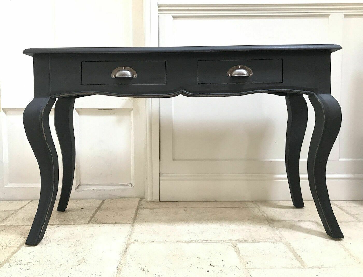 Black Painted French Style Reproduction Console Hall Dressing Writing Side Table photo buy