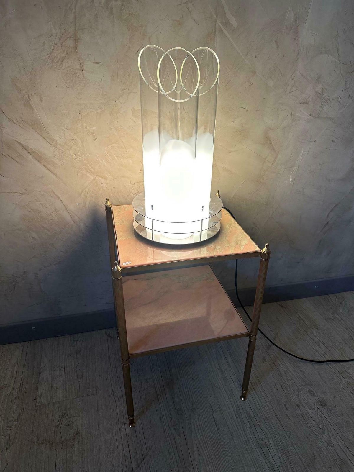 photo for sale 20th Century Carlo Nason Chromed Metal And Murano Glass Lamp, 1970s
