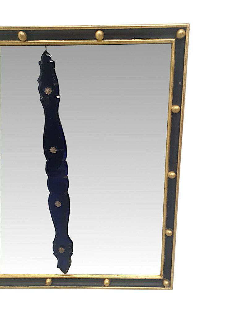 A Very Rare And Fine Early 19th Century Irish Regency Triptych Mirror With Bristol Blue Dividers photo furniture