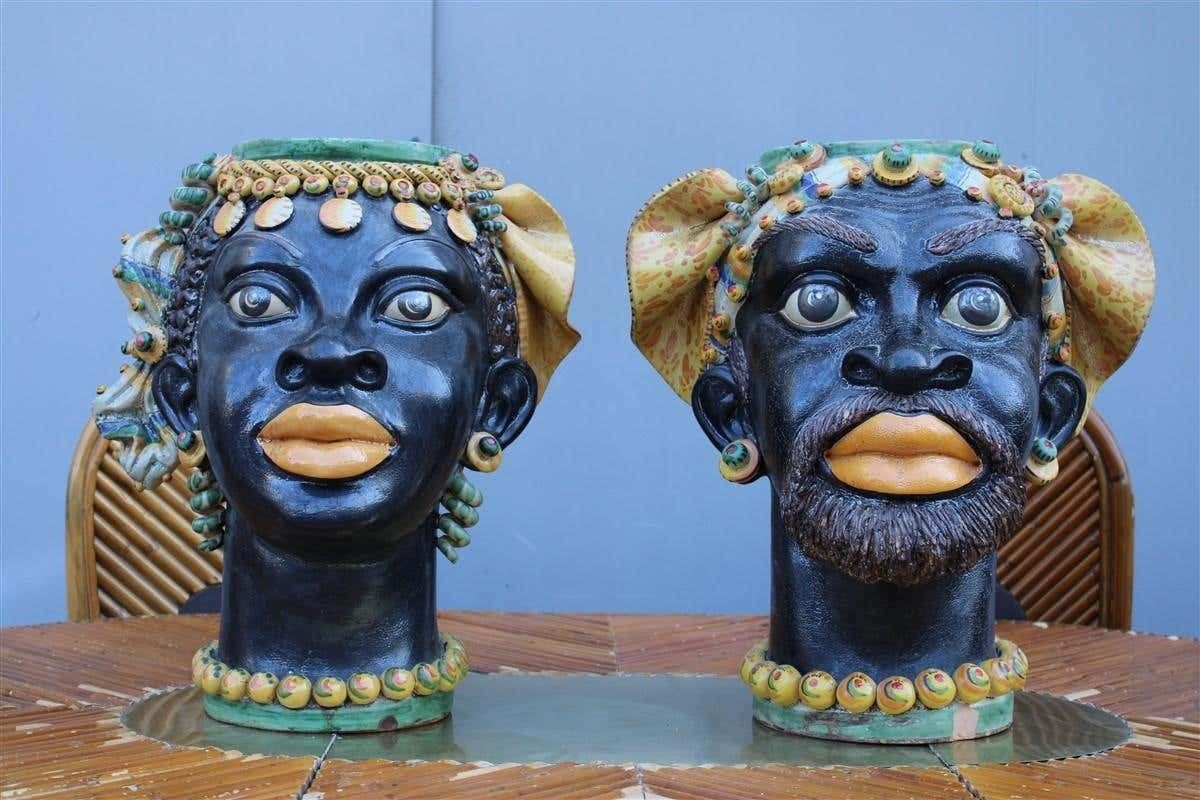 Great Pair Of Moor's Heads Museum Albanian Artist Besnik Arizaj Sicily 1990s photo furniture