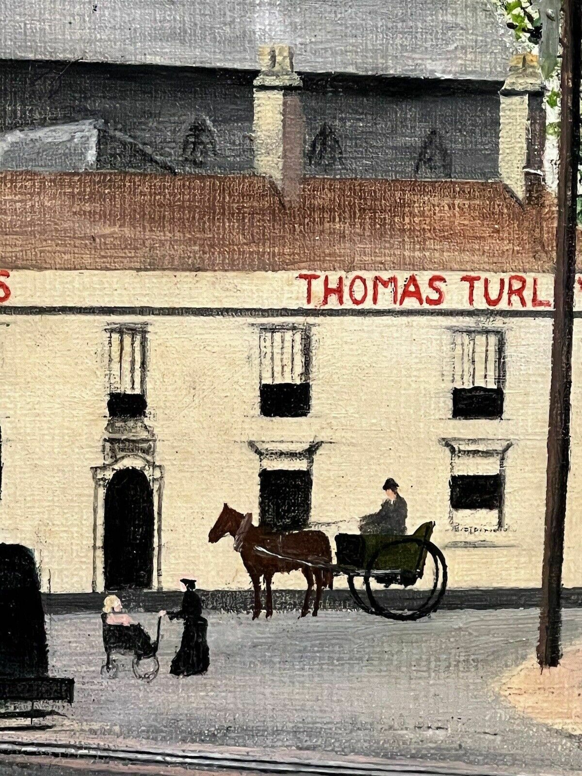 photo for sale Early 20th Century Oil Painting Of Victorian Street Scene By David Norman