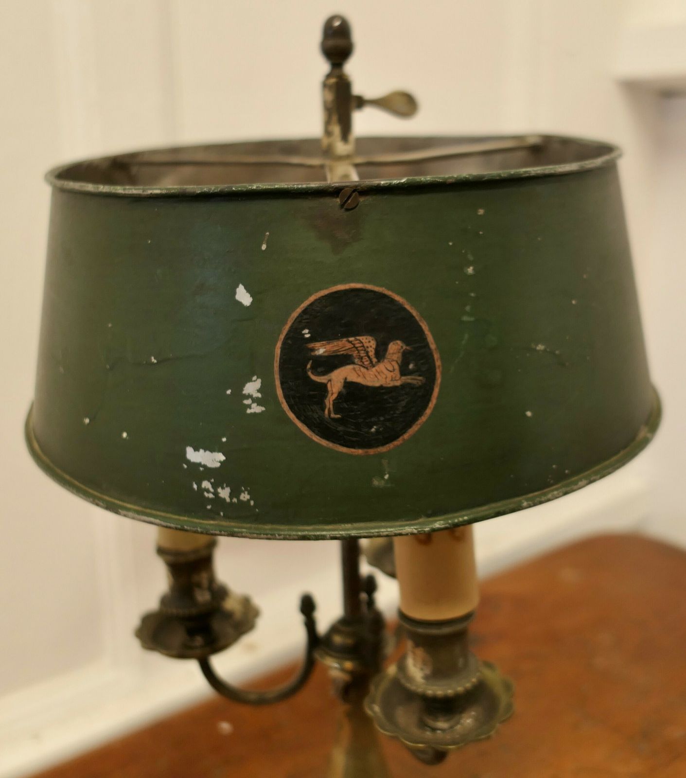 Very Old Silver Plated French Triple Bouillotte Desk Lamp photo furniture