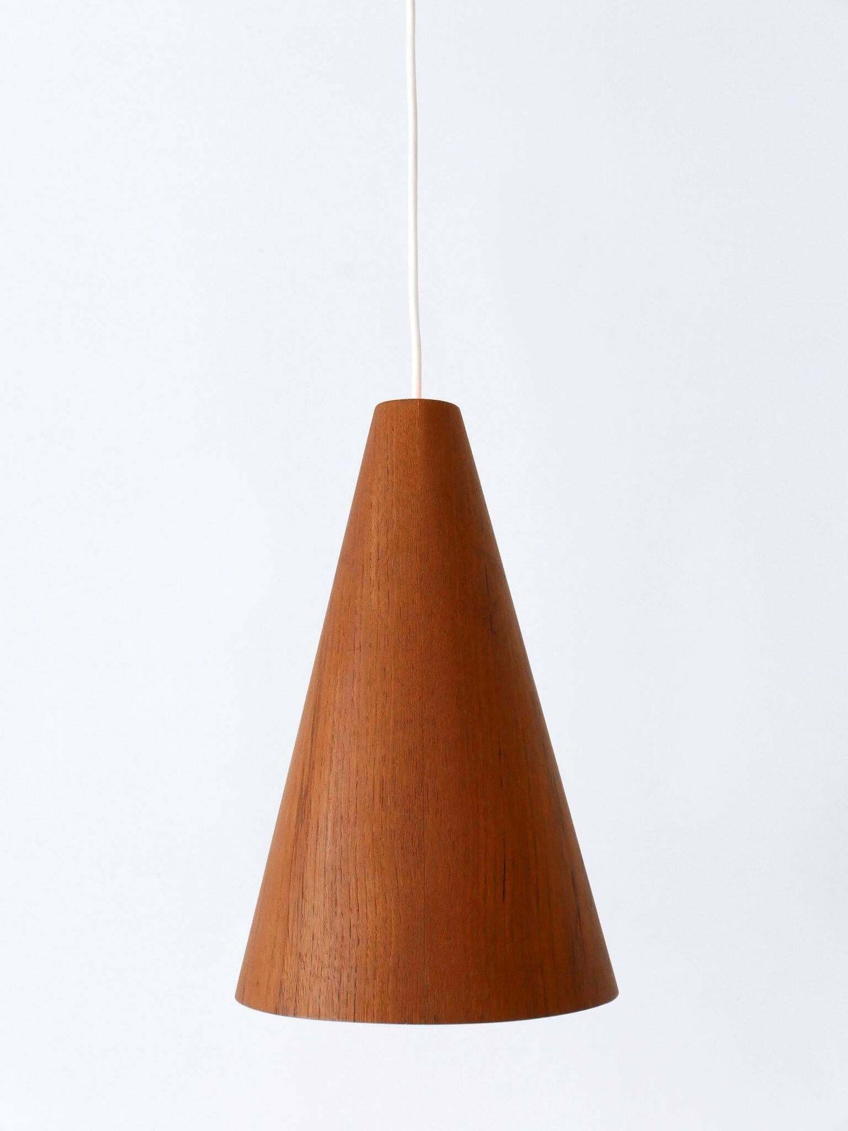 1584.0 Elegant Mid Century Modern Teak Pendant Lamp Or Hanging Light Scandinavia 1960s photo