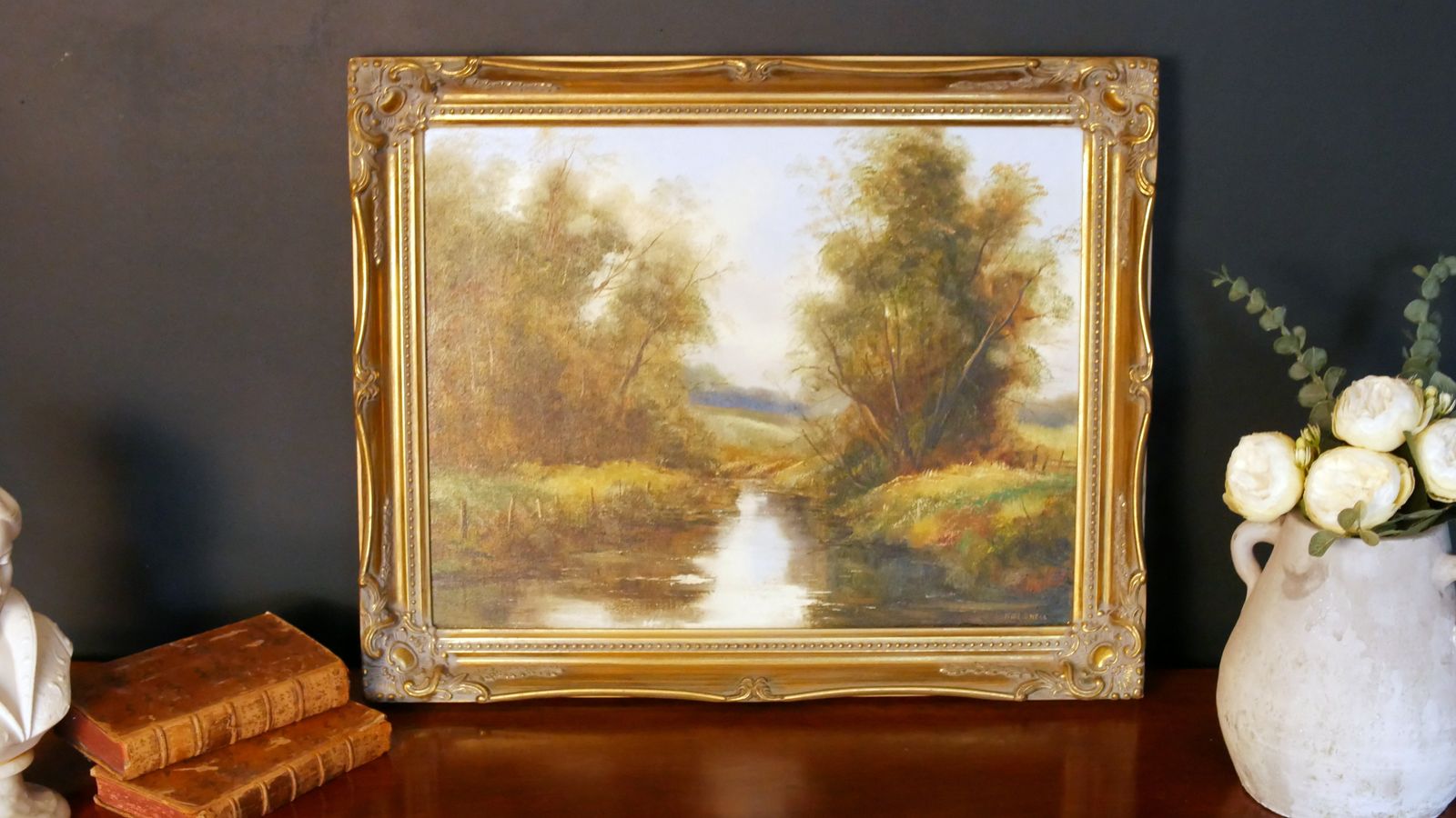 Vintage Oil Painting Landscape Art photo for sale