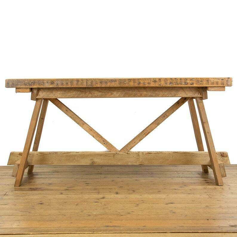 French Farmhouse Style Kitchen Table | Kitchen Table | Dining Table | Pine Tables | Farmhouse Furniture (M 4804) photo vintage