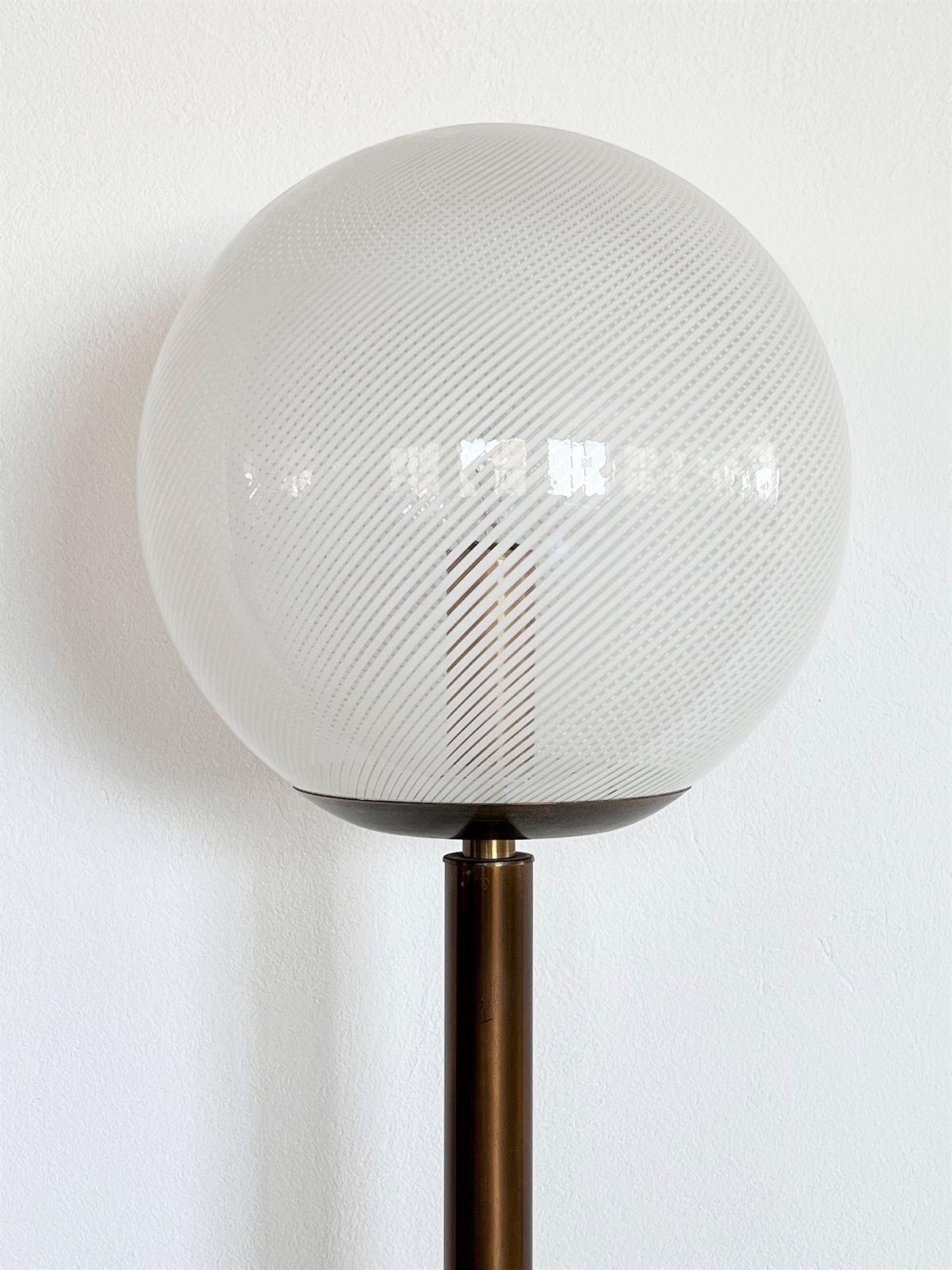 Italian Murano Glass Globe And Brass Floor Lamp, 1970s photo Lighting