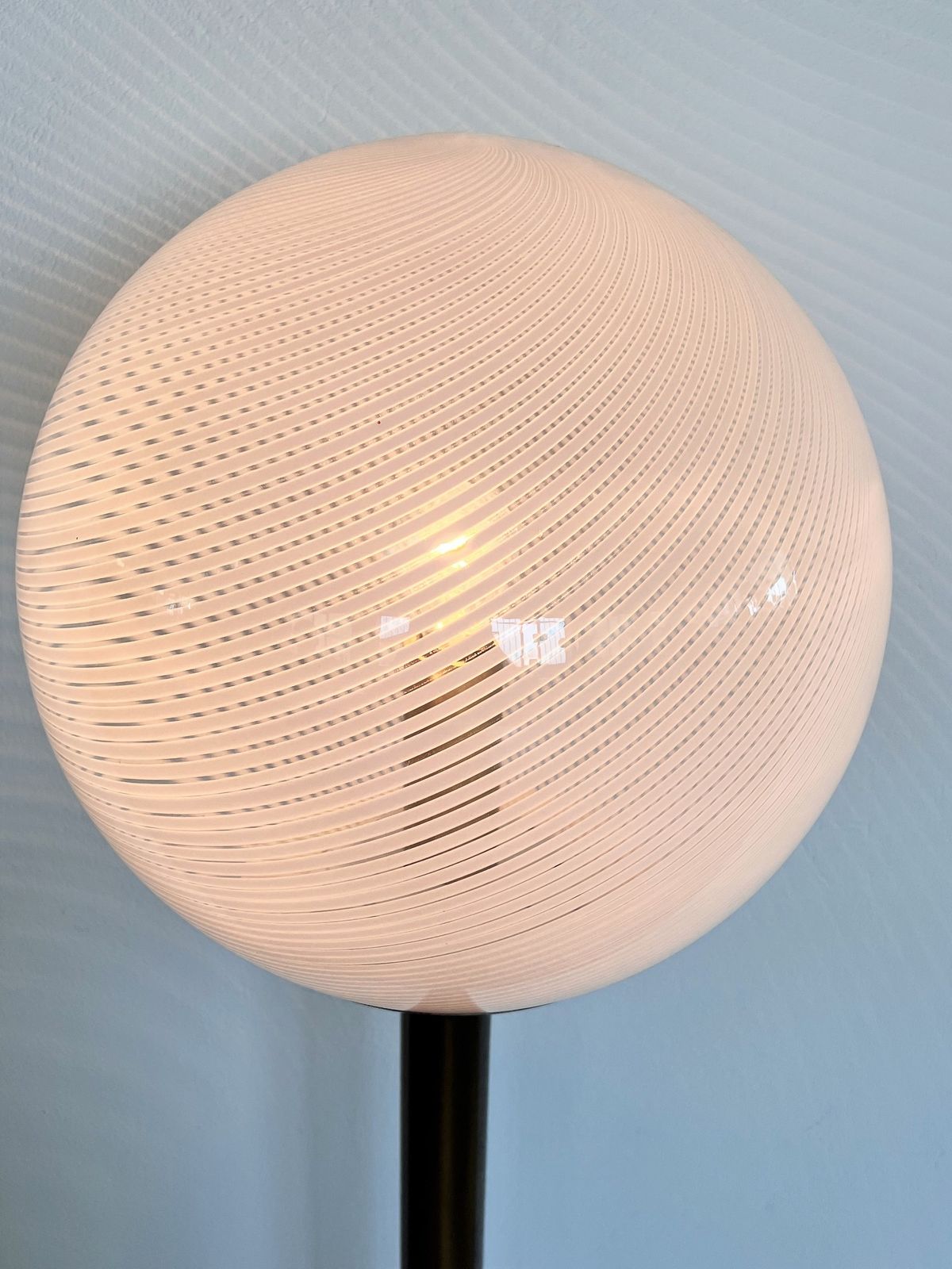 Italian Murano Glass Globe And Brass Floor Lamp, 1970s photo vintage