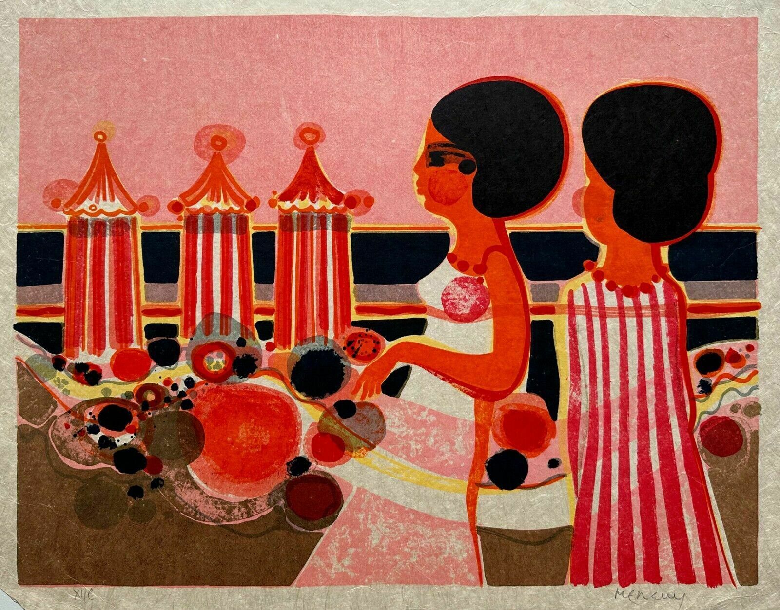 Menguy Frédéric Lithograph Signed Signed Lithograph Japan Paper Women