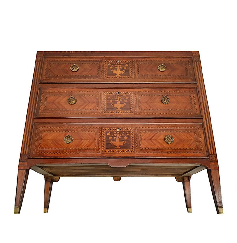 A Fine Early 20th Century Highly Inlaid Marble Top Chest Of Drawers photo buy