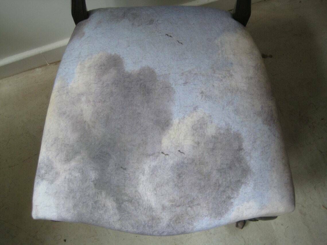 Antique Solid Wood Nursing Chair, Traditionally Upholstered With Grey Cloudscape Cotton Fabric photo furniture