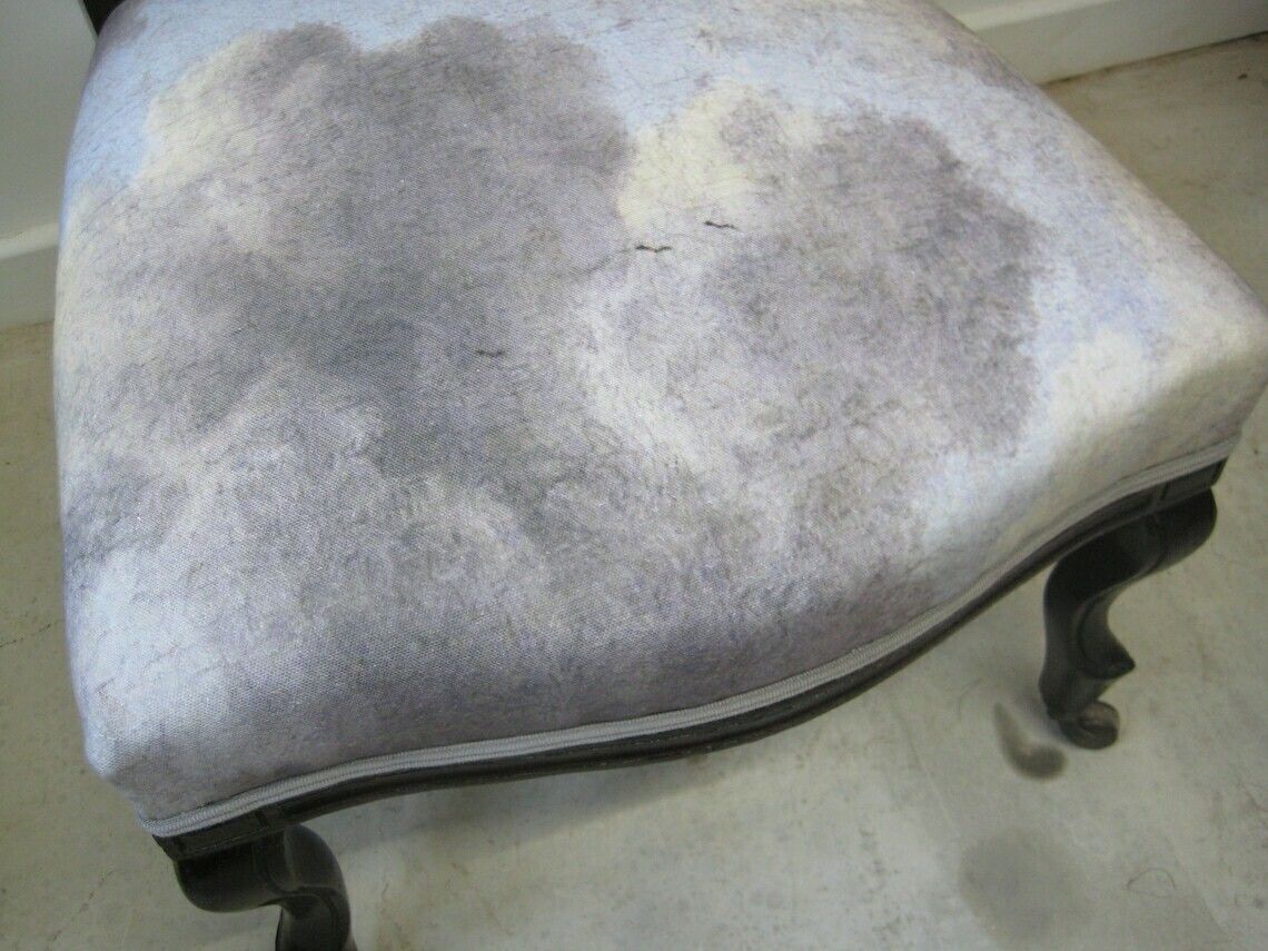 Antique Solid Wood Nursing Chair, Traditionally Upholstered With Grey Cloudscape Cotton Fabric photo buy