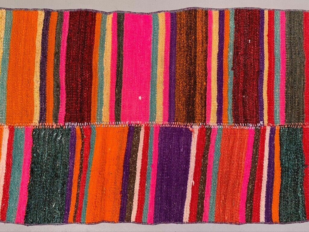 Old Turkish Narrow Kilim Runner 266x58 Cm Shabby Chic, Vintage Kelim photo Textiles