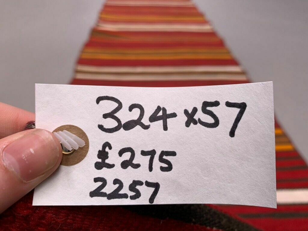 Old Turkish Narrow Kilim Runner 324x57 Cm Shabby Chic, Vintage Kelim photo buy