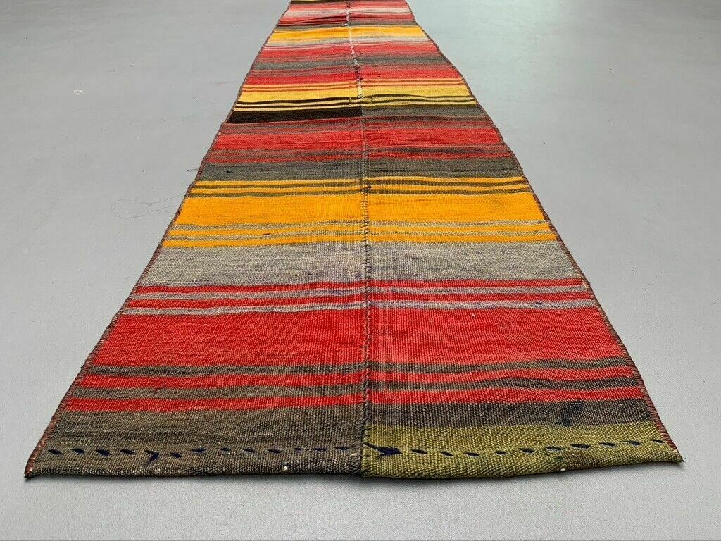 Old Turkish Narrow Kilim Runner 322x48 Cm Shabby Chic, Vintage Kelim photo vinterior