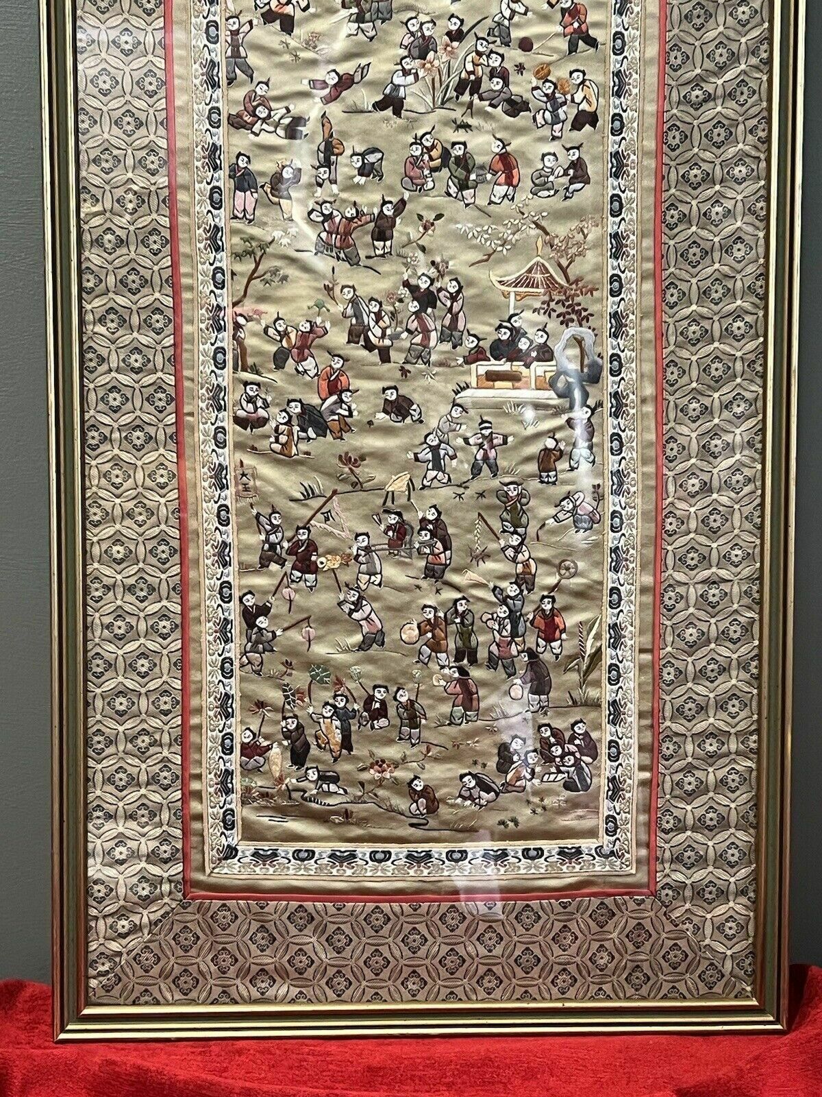 Oriental Chinese Guó Huà Traditional 100 Children At Play Silk Work Embroidery photo buy