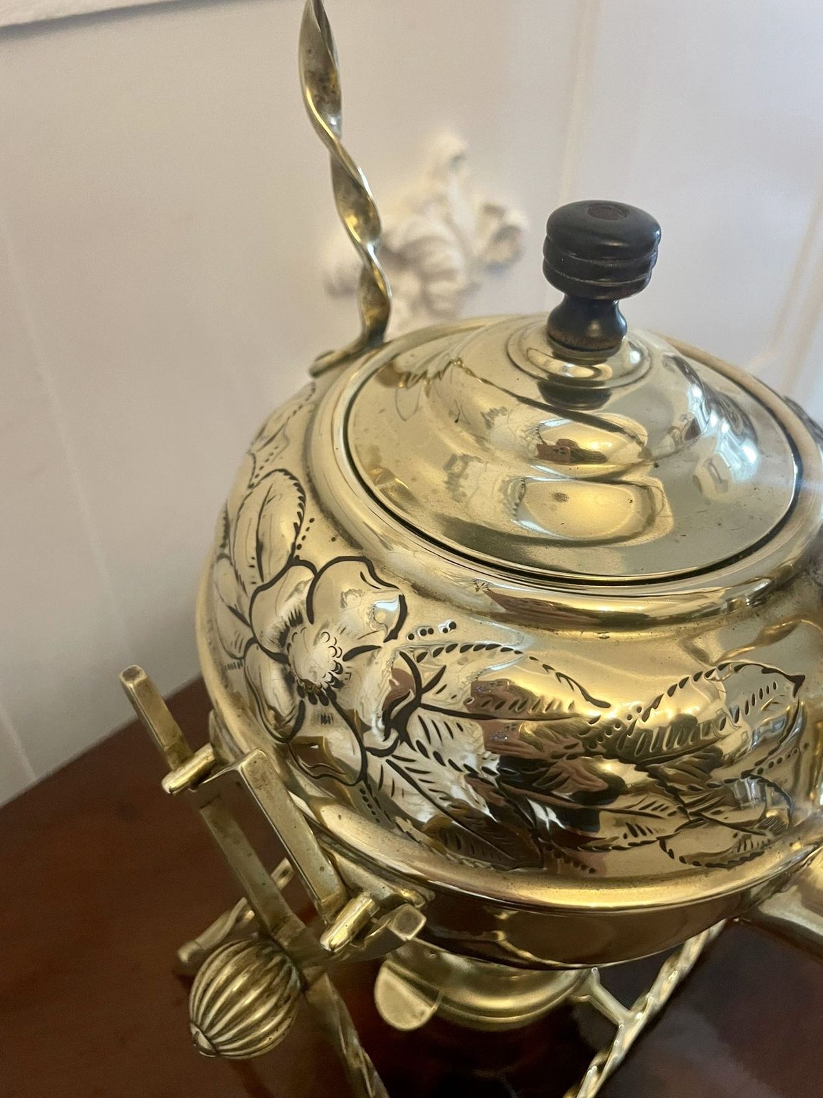 Antique 19th Century Quality Brass Spirit Kettle On Stand photo Home Decor