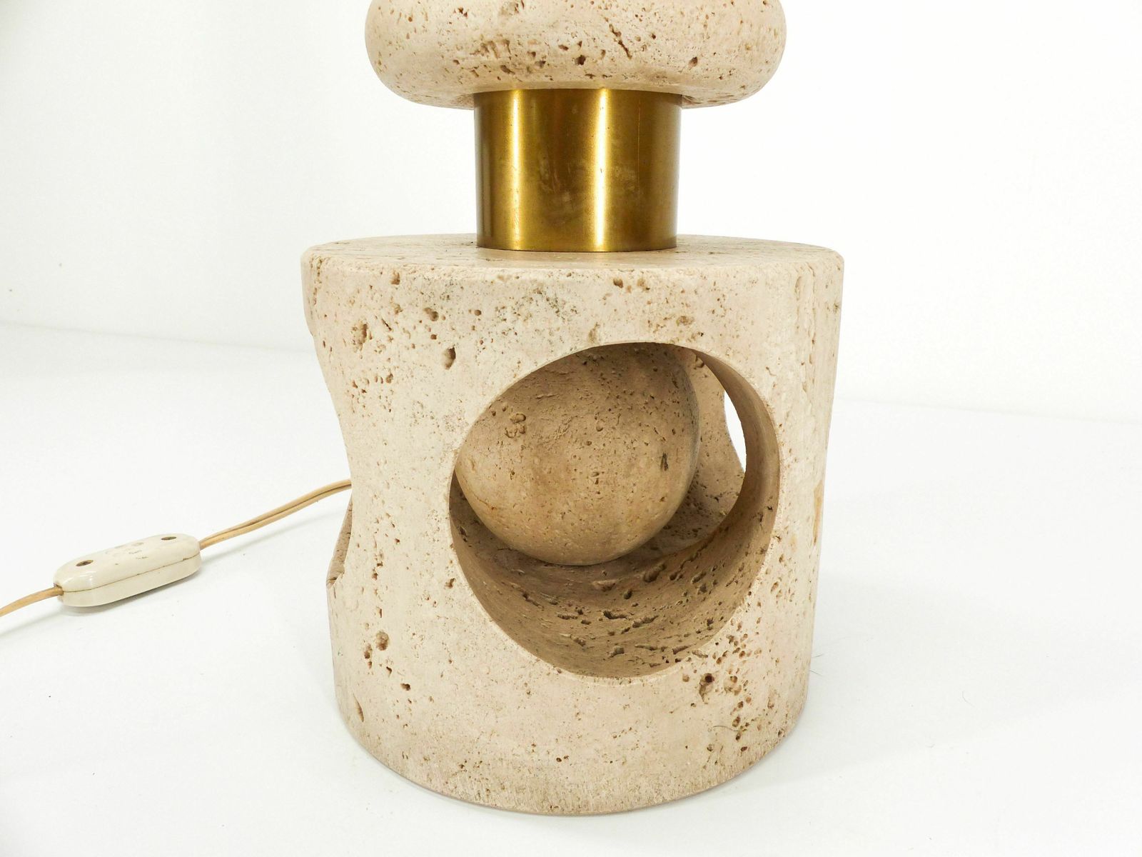 Lamp In Travertine Attributed To Giuliano Cesari Or Fratelli Mannelli 1970 photo Lighting