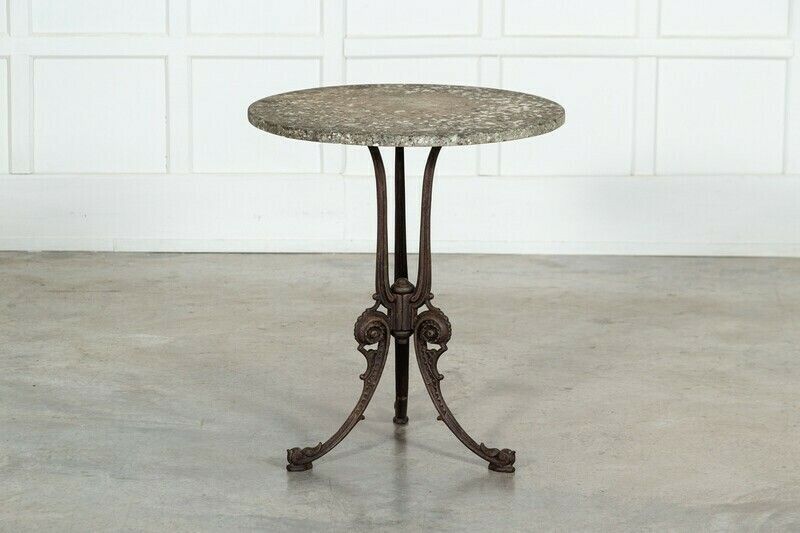 photo vinterior 19thc English Painted Cast Iron Marble Garden Table