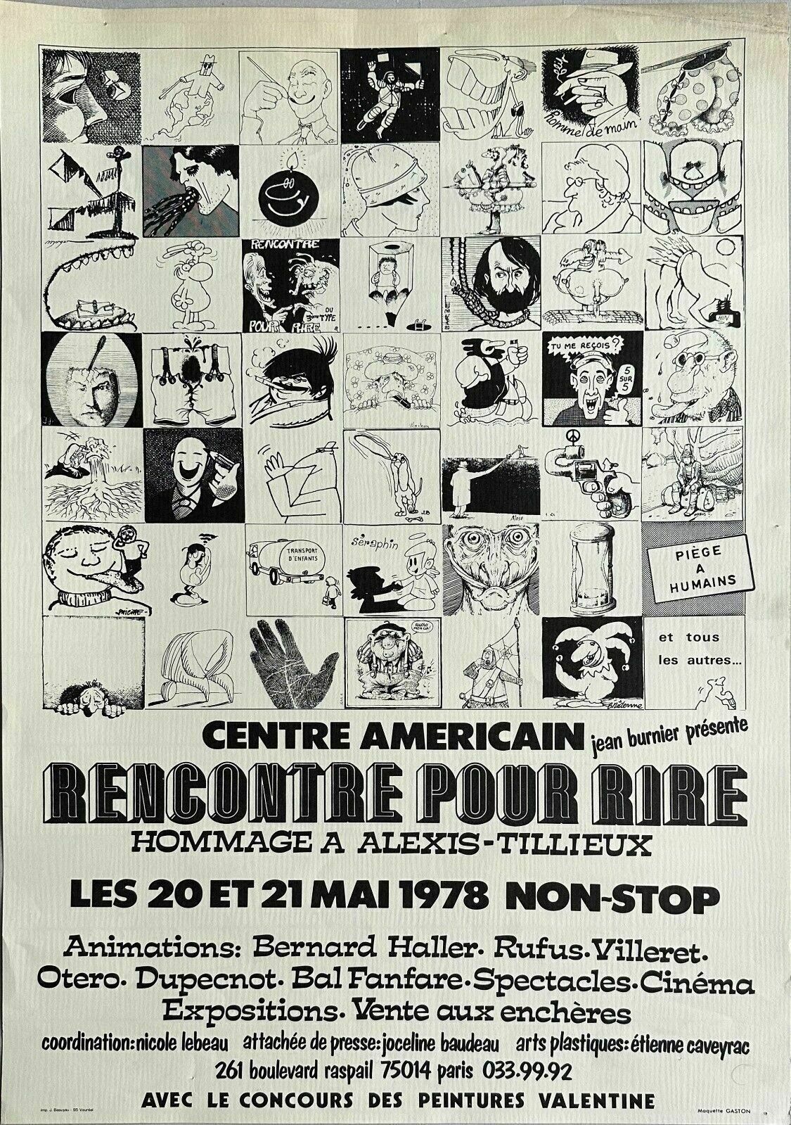 Michel Bridenne Humor Poster Center American Encounter For Laughter Comic