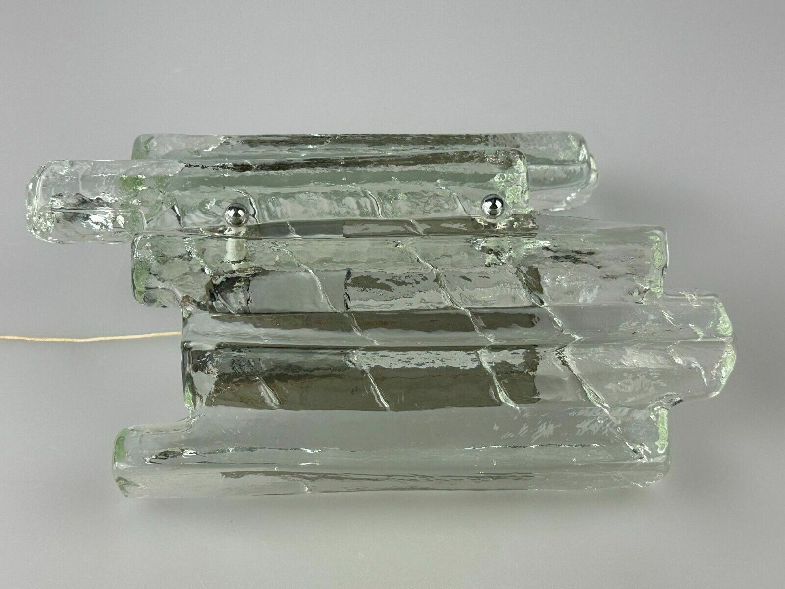 60s 70s Wall Lamp Wall Sconce Fischer Leuchten Germany Ice Glas Design photo vintage