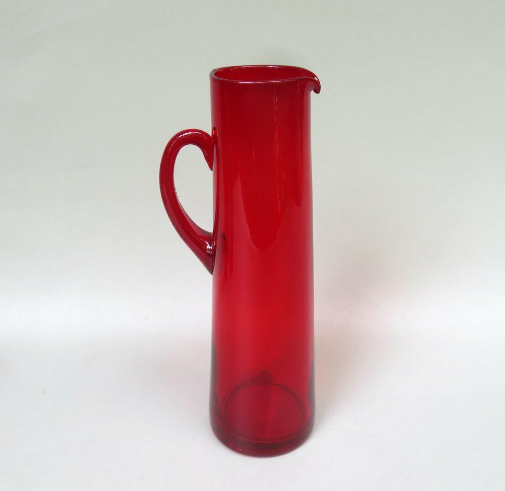 Water Jug With 7 Glasses In Red By Reijmyre Sweden, Designed  By Monica Bratt, Sweden, 1950s, Set Of 8 photo Home Decor