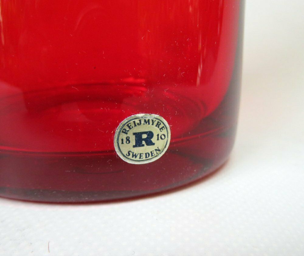 photo vinterior Water Jug With 7 Glasses In Red By Reijmyre Sweden, Designed  By Monica Bratt, Sweden, 1950s, Set Of 8