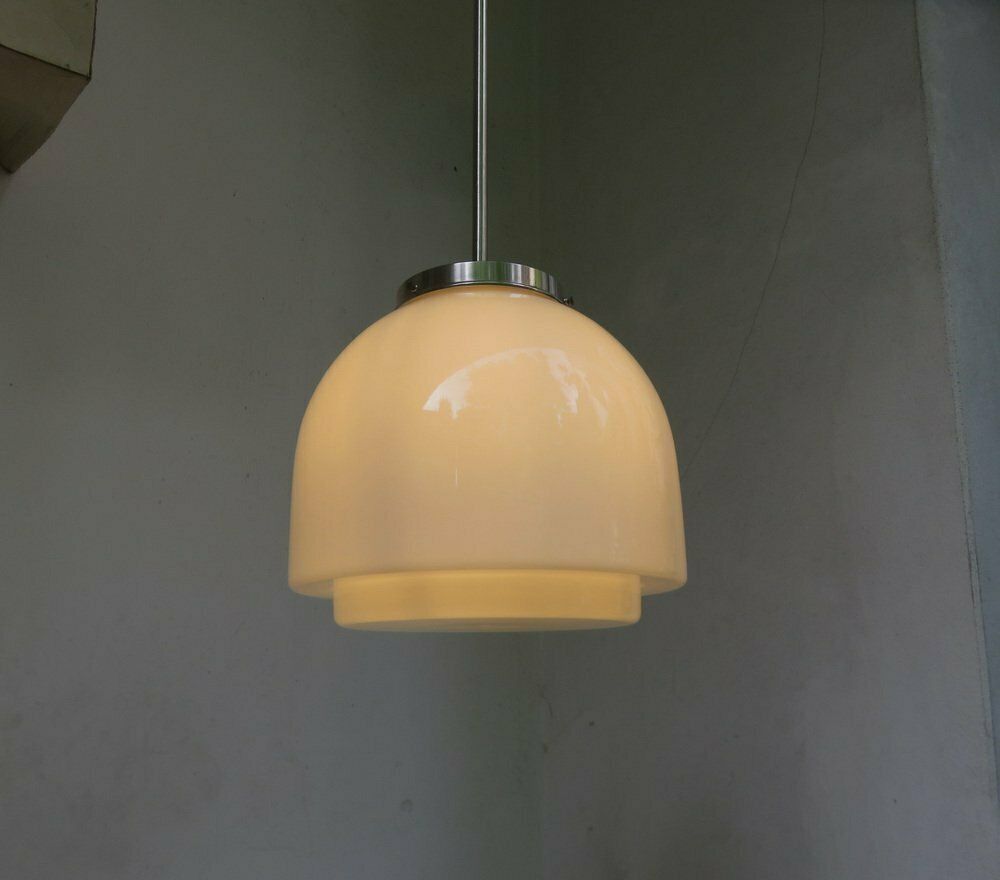 Bauhaus Ceiling Lamp In Opalinglas & Nickel Plated From Wmf Ikora, 1920s photo buy