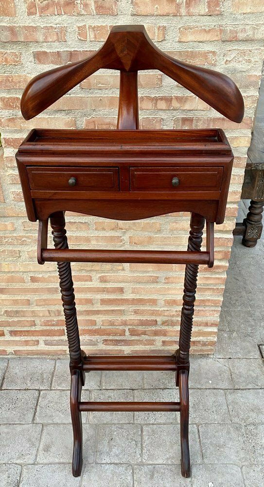 Mid Century Gentlemen Wood Valet With Two Drawers, 1950s photo furniture