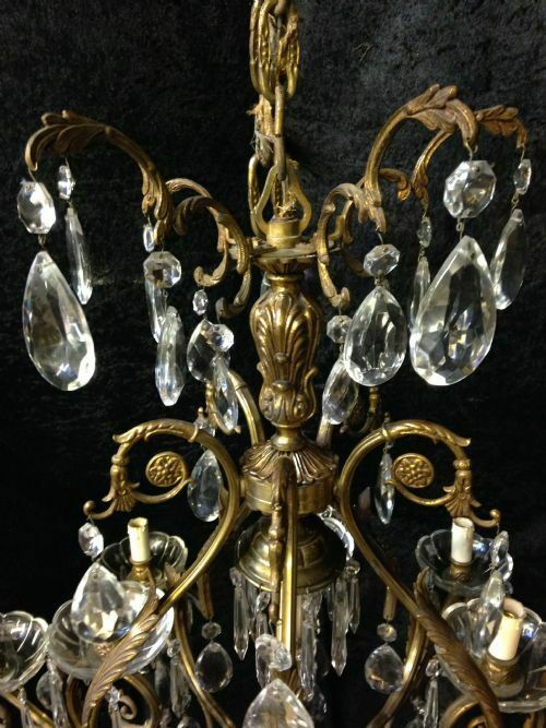 Eighteen Light French Brass And Crystal Antique Chandelier photo furniture