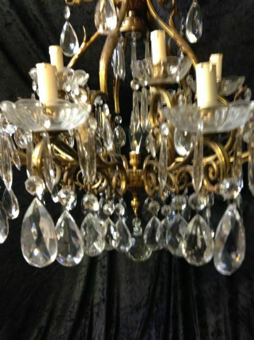 photo furniture Eighteen Light French Brass And Crystal Antique Chandelier