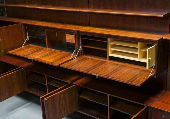 German Rosewood Modular Wall Shelves From Idee Mobel, 1960s, 25 Sets photo vinterior