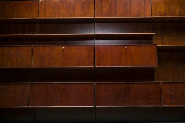 photo furniture German Rosewood Modular Wall Shelves From Idee Mobel, 1960s, 25 Sets