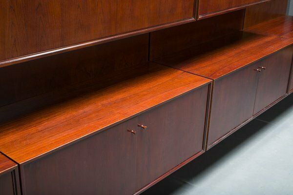 Furniture German Rosewood Modular Wall Shelves From Idee Mobel, 1960s, 25 Sets photo
