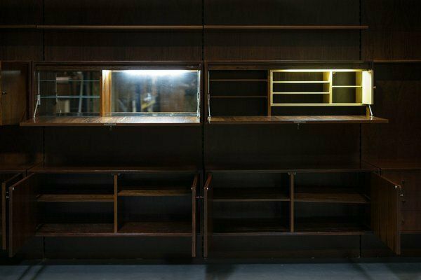 photo vinterior German Rosewood Modular Wall Shelves From Idee Mobel, 1960s, 25 Sets
