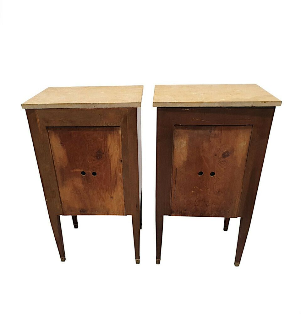 photo furniture A Fine Pair Of Early 20th Century Highly Inlaid Marble Top Bedside Chests