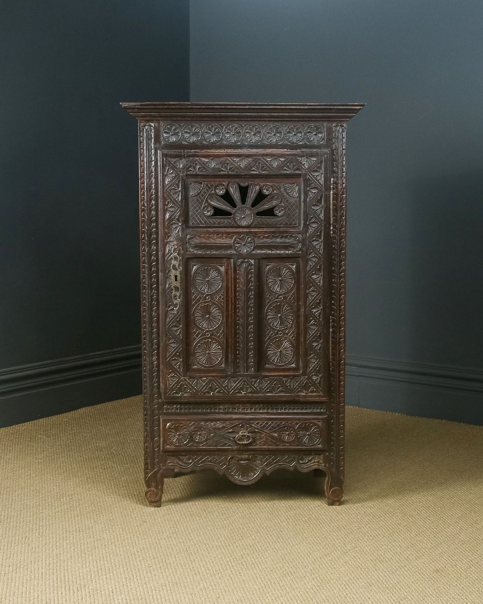 French 19th Century Chestnut Carved Kitchen Housekeepers Food Cupboard (Circa 1830) photo furniture