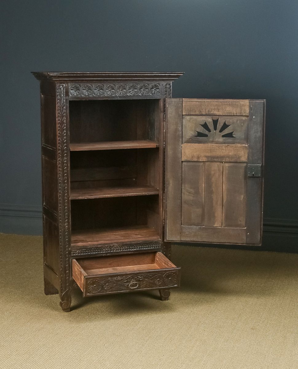 French 19th Century Chestnut Carved Kitchen Housekeepers Food Cupboard (Circa 1830) photo vinterior