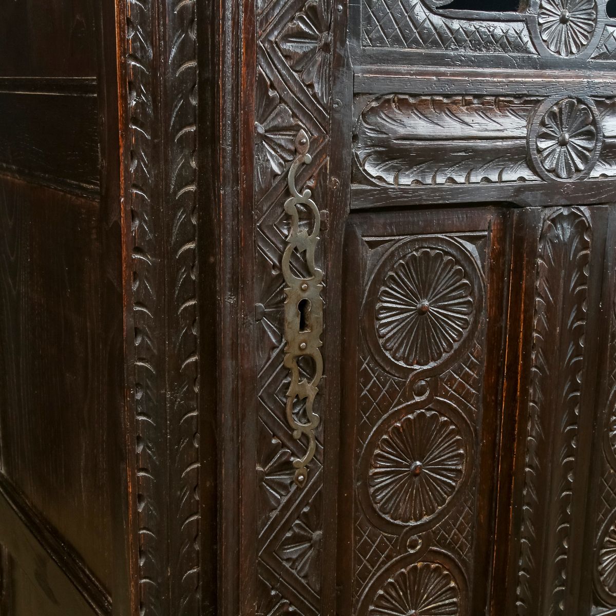 photo vinterior French 19th Century Chestnut Carved Kitchen Housekeepers Food Cupboard (Circa 1830)