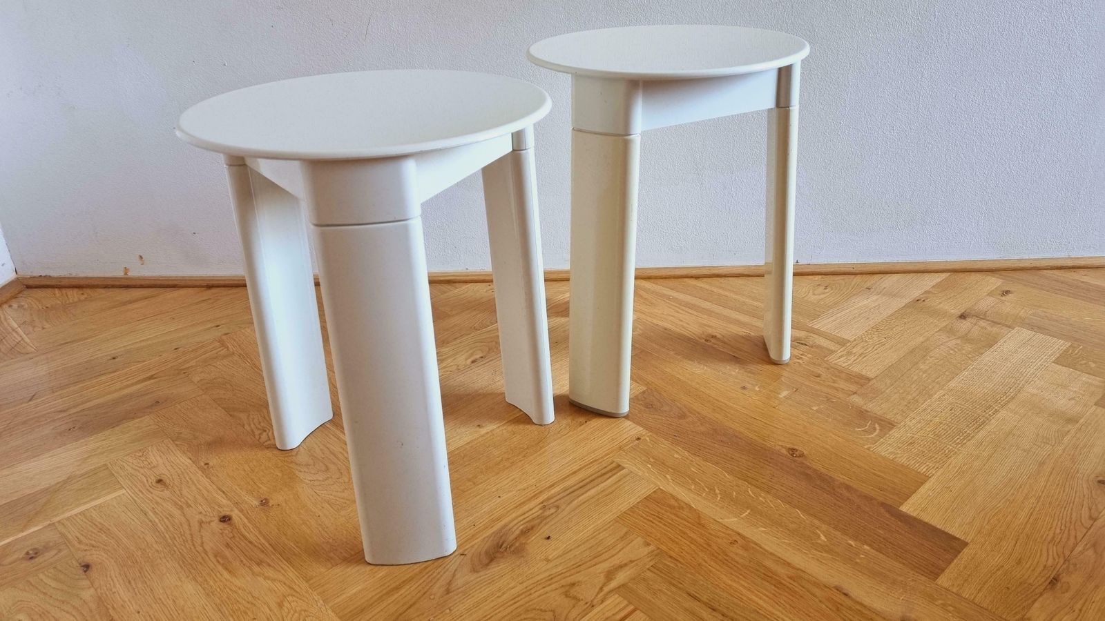 Pair Of Midcentury Stools Or Side Tables Trio, Olaf Von Bohr, Gedy, Italy, 1970s photo vintage