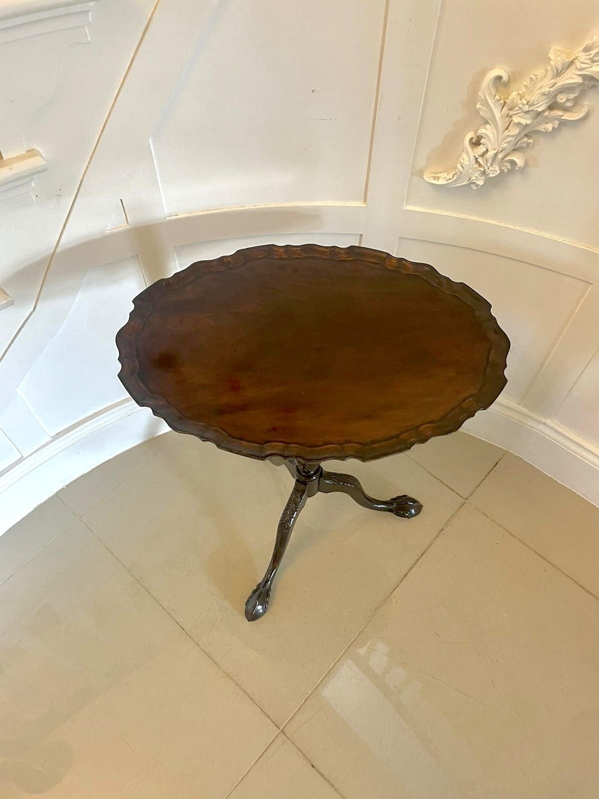 Antique 19th Century Quality Carved Mahogany Side Table photo vinterior