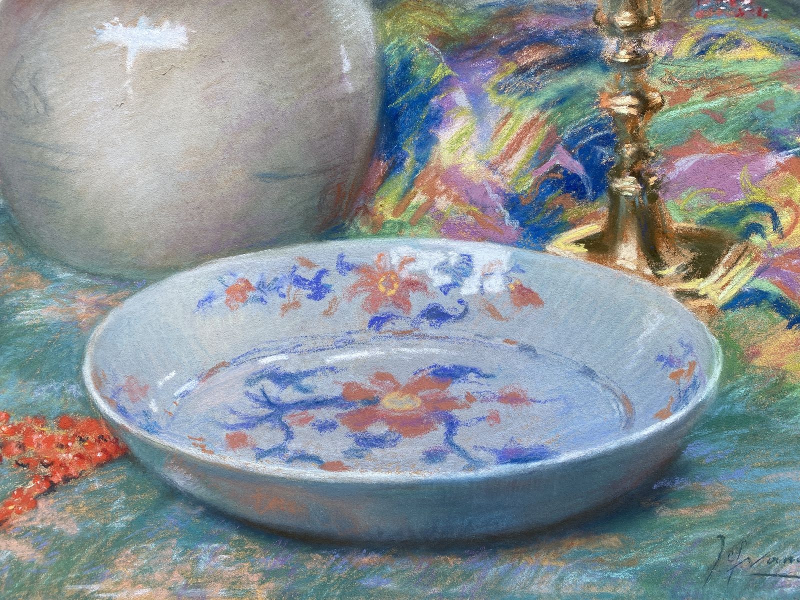 Joseph Vande Fackere, Bruges 1879 – 1946, Les Fleurs Et Accessoires, Pastel photo vinterior