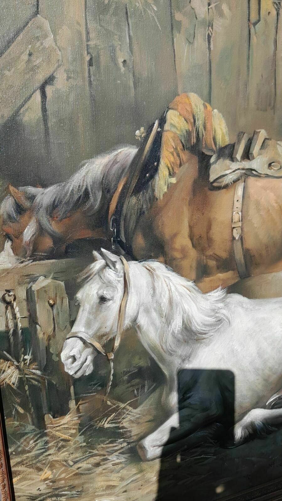 photo furniture Fine Art 'Horses In A Stable' Interior Painting After George Morland 1791