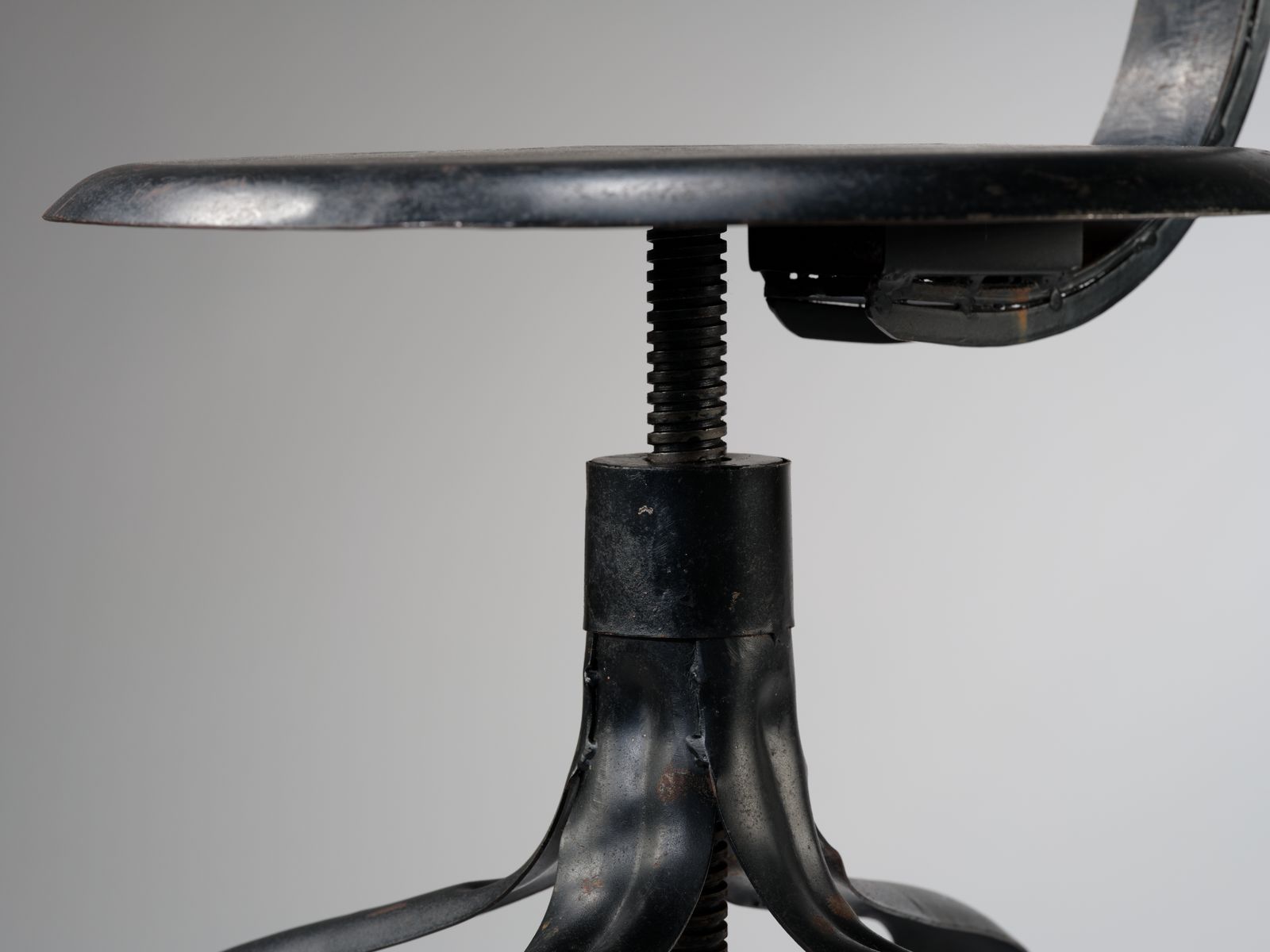 Fantastic Industrial Pressed Steel Adjustable Engineers Stool With Twist Height, Circa 1970's, 4 Available. photo vintage