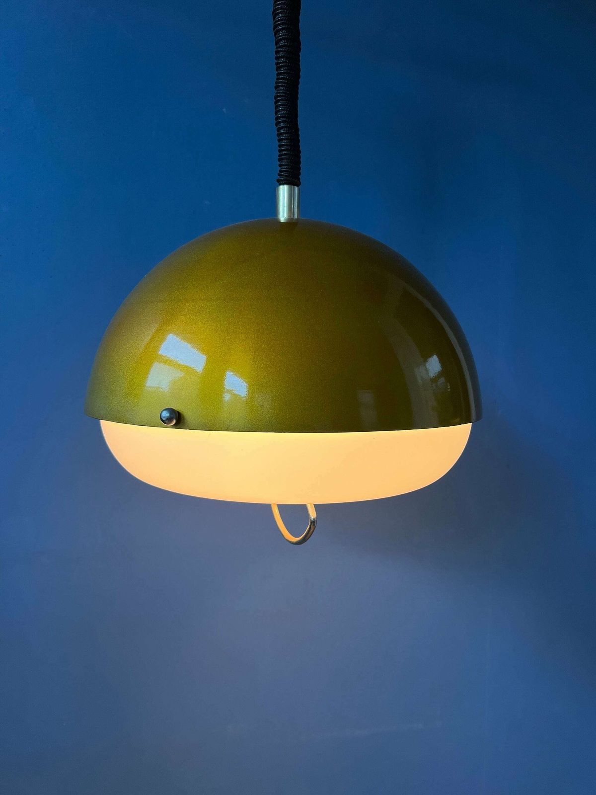 Gold Sparkle Mid Century Pendant Lamp   Space Age Hanging Lamp   Metallic Moon Light Fixture photo for sale