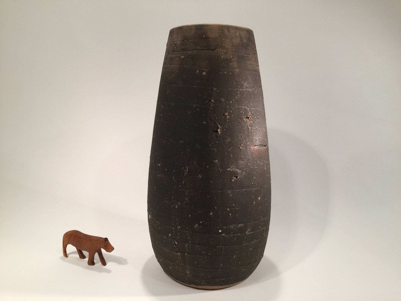 Swedish Chamotte Vase From Tilgmans With Motif Of Vikings In A Dragon Boat, Sweden, Mic Century Modern photo vintage